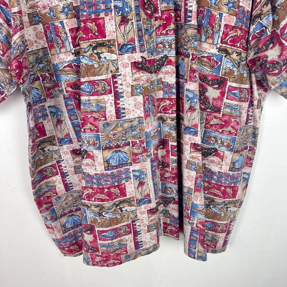 Go Barefoot Hawaiian Shirt Fish Sea Creatures Short Sleeve Size XL EUC L2394 - Picture 11 of 12